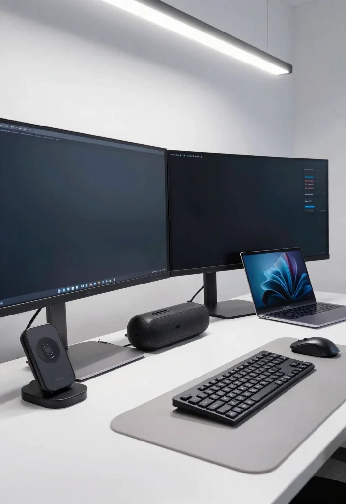 14 Work Desk Setup Ideas for Focused Productive Days 6. Tech Savvy Setup 0