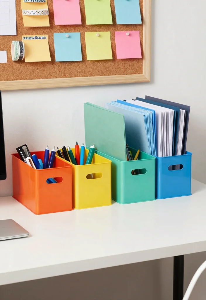 14 Work Desk Setup Ideas for Focused Productive Days 8. Color Coordinated Organization 0