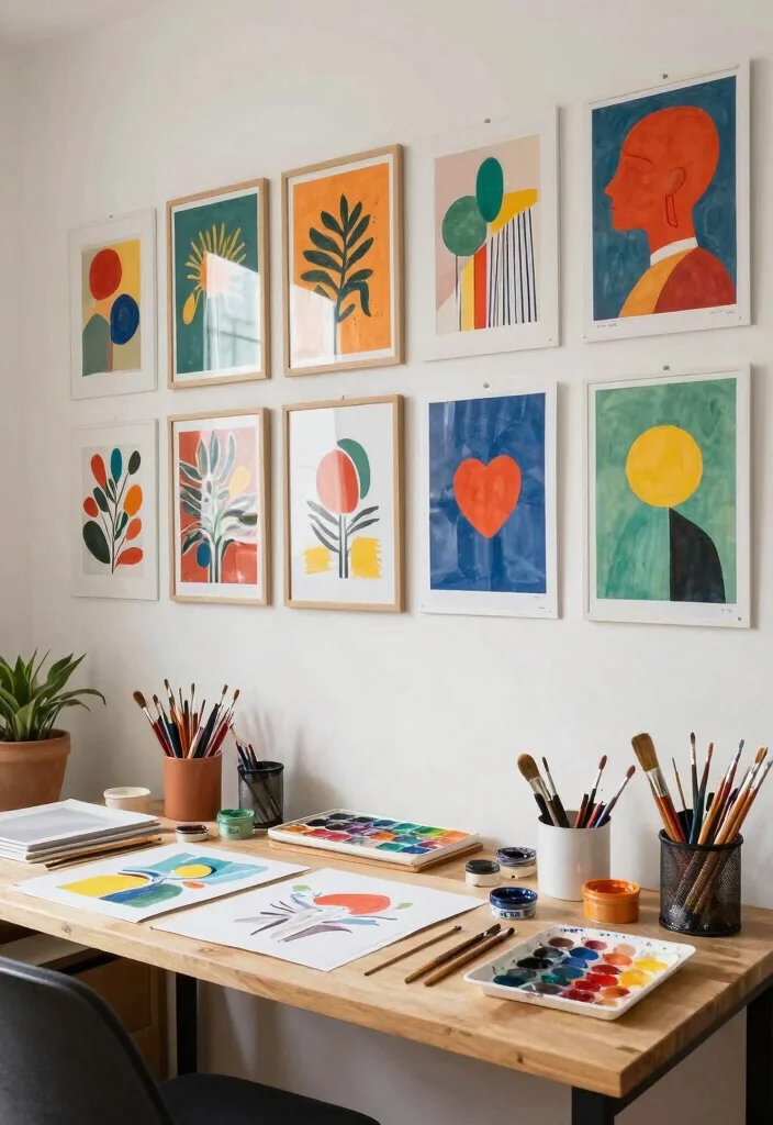 14 Work Desk Setup Ideas for Focused Productive Days 9. Artistic Touches 0
