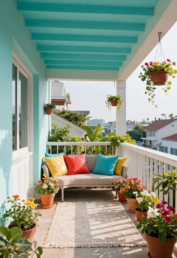 10 Balcony Ceiling Ideas to Elevate Small Outdoor Spaces 1 10 Balcony Ceiling Ideas to Elevate Small Outdoor Spaces 1. Vibrant Painted Ceilings 0