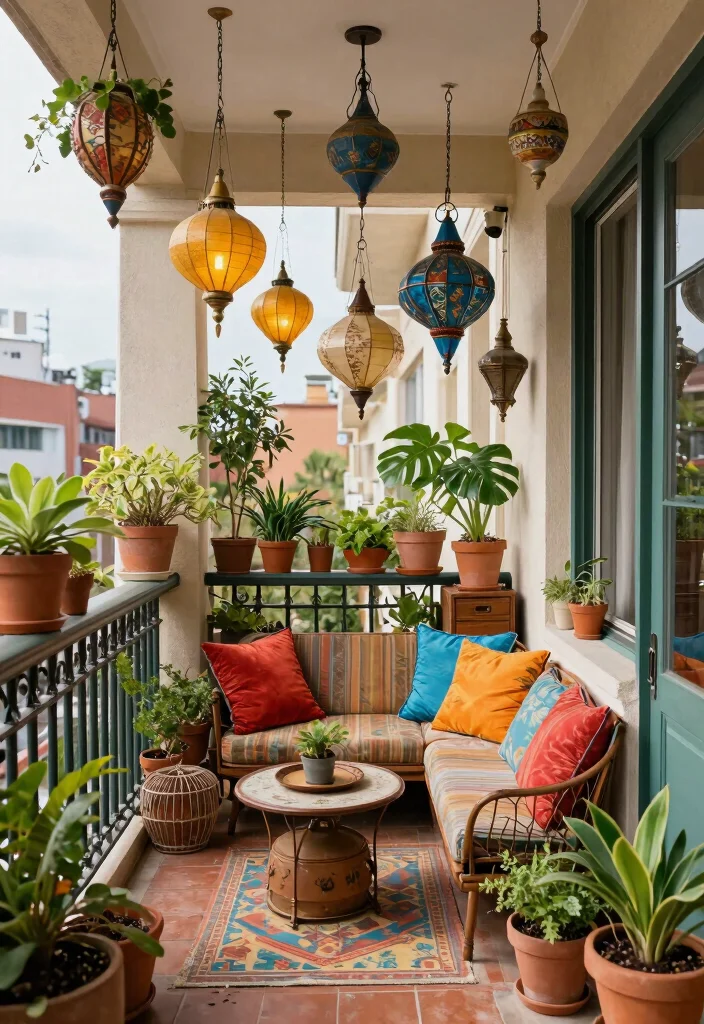 10 Balcony Ceiling Ideas to Elevate Small Outdoor Spaces 60 10 Balcony Ceiling Ideas to Elevate Small Outdoor Spaces 10. Eclectic Dcor for Personal Touch 0