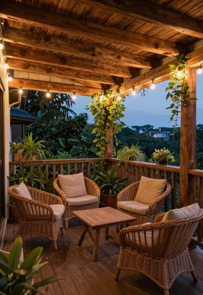 10 Balcony Ceiling Ideas to Elevate Small Outdoor Spaces 12 10 Balcony Ceiling Ideas to Elevate Small Outdoor Spaces 2. Wooden Beams for Rustic Charm 0