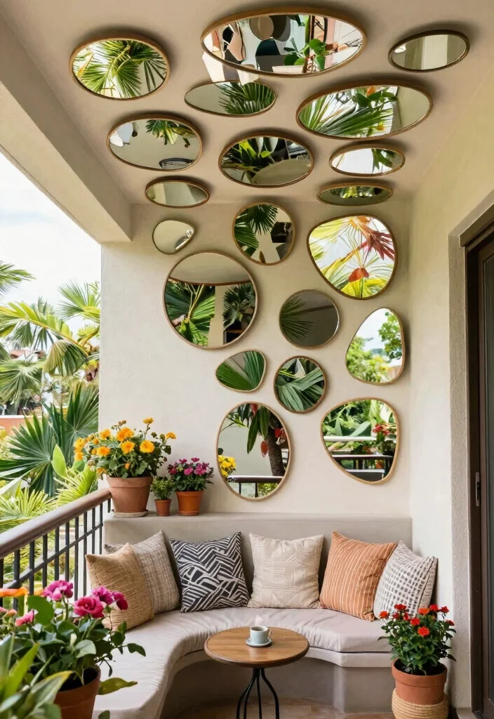 10 Balcony Ceiling Ideas to Elevate Small Outdoor Spaces 48 10 Balcony Ceiling Ideas to Elevate Small Outdoor Spaces 8. Creative Use of Mirrors 0