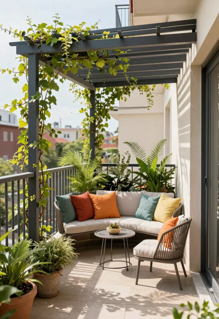 10 Balcony Ceiling Ideas to Elevate Small Outdoor Spaces 49 10 Balcony Ceiling Ideas to Elevate Small Outdoor Spaces 9. Shade Structures for Comfort 0