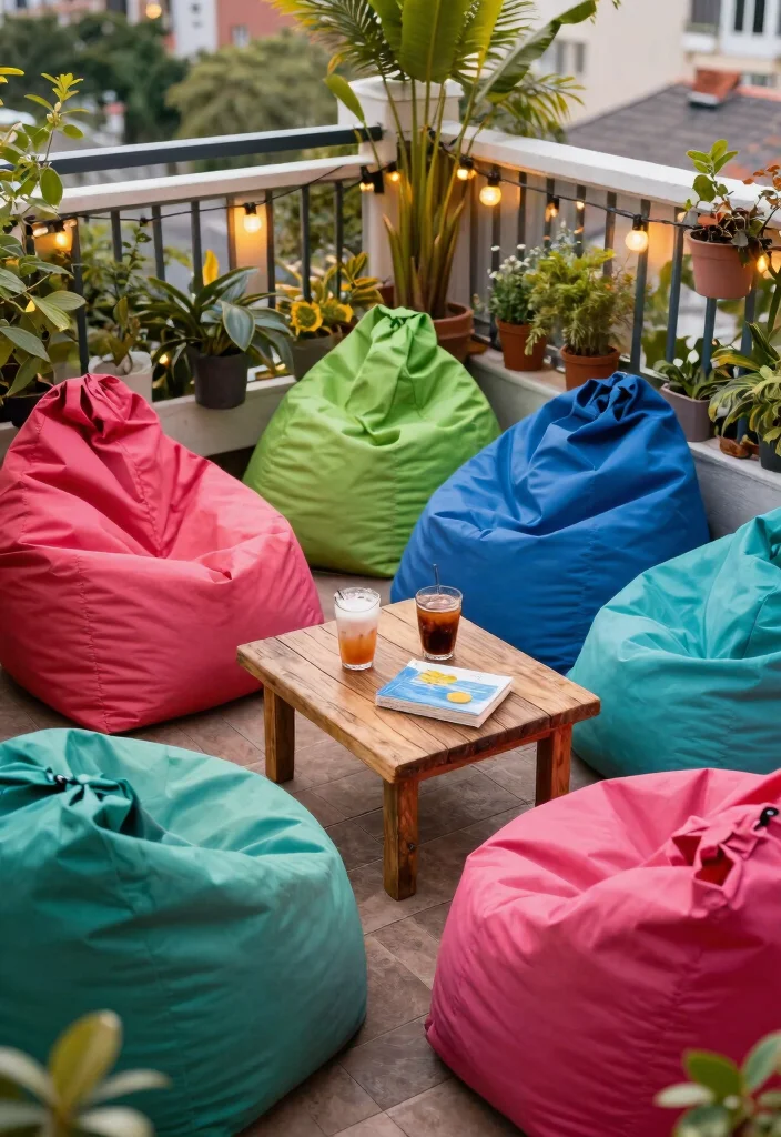 10 Balcony Sofa Ideas for Comfortable Outdoor Lounging 45 10 Balcony Sofa Ideas for Comfortable Outdoor Lounging 5. Bean Bags for a Casual Fun Vibe 0