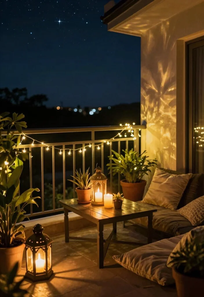 10 Cosy Balcony Ideas Perfect for Evening Relaxation 13 10 Cosy Balcony Ideas Perfect for Evening Relaxation 3. Ambient Outdoor Lighting 0