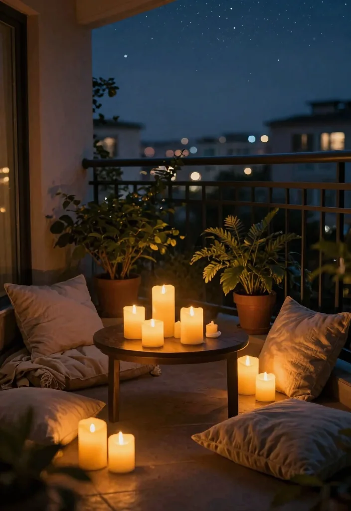 10 Cosy Balcony Ideas Perfect for Evening Relaxation 26 10 Cosy Balcony Ideas Perfect for Evening Relaxation 6. Candlelit Evenings 0