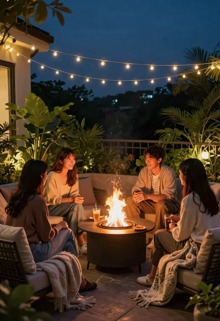 10 Cosy Balcony Ideas Perfect for Evening Relaxation 49 10 Cosy Balcony Ideas Perfect for Evening Relaxation 9. Firepit Fun 0