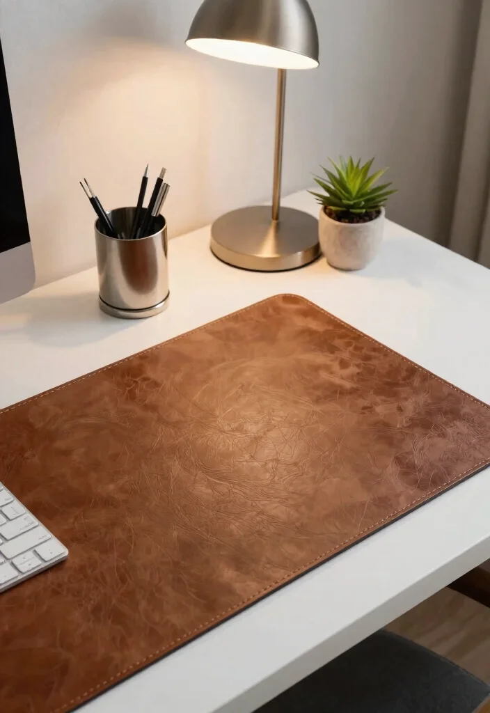 10 Desk Covering Ideas to Keep Work Areas Tidy 4. Upcycled Leather Mats 0