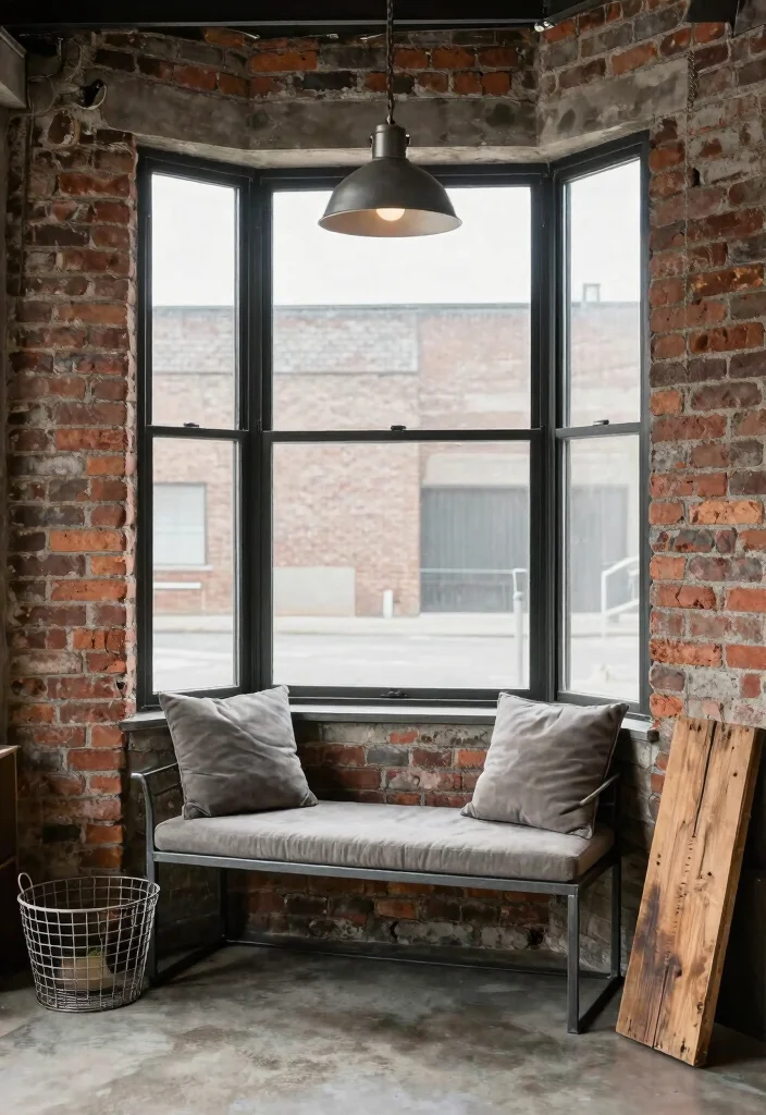 10 Dining Room Bay Window Ideas for Light Filled Seating 7. Industrial Chic 0