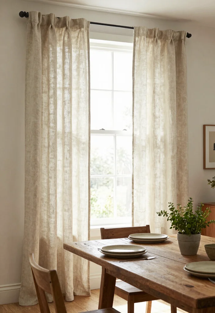 10 Dining Room Curtain Ideas for Soft Filtered Light 1 10 Dining Room Curtain Ideas for Soft Filtered Light 1. Eco Friendly Linen Curtains 0