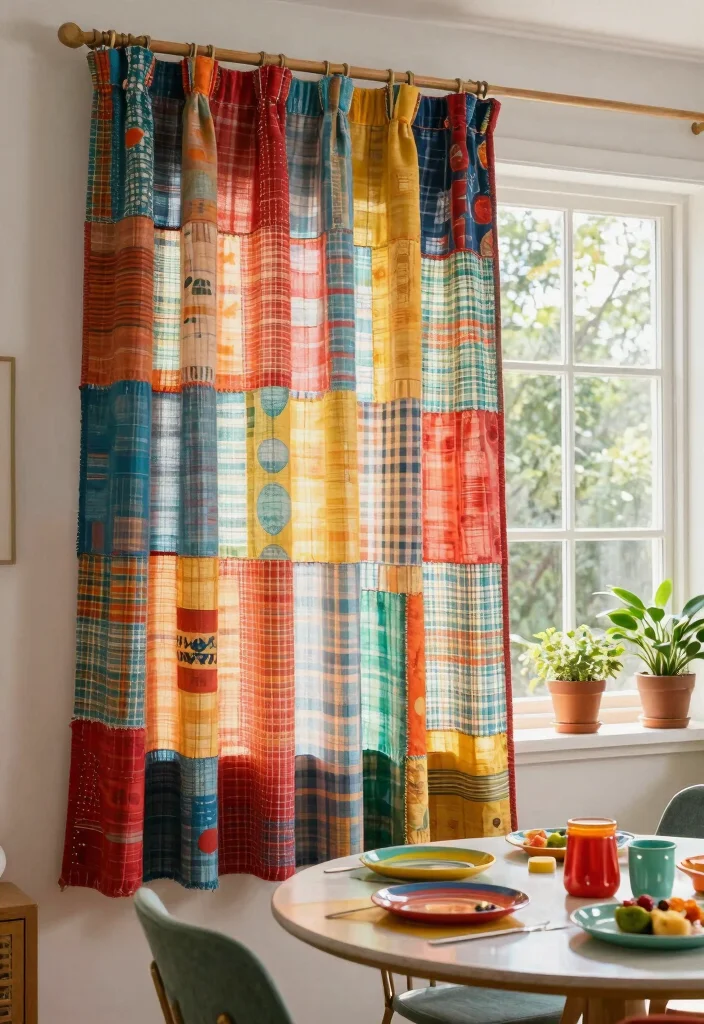 10 Dining Room Curtain Ideas for Soft Filtered Light 24 10 Dining Room Curtain Ideas for Soft Filtered Light 4. Recycled Fabric Panels 0