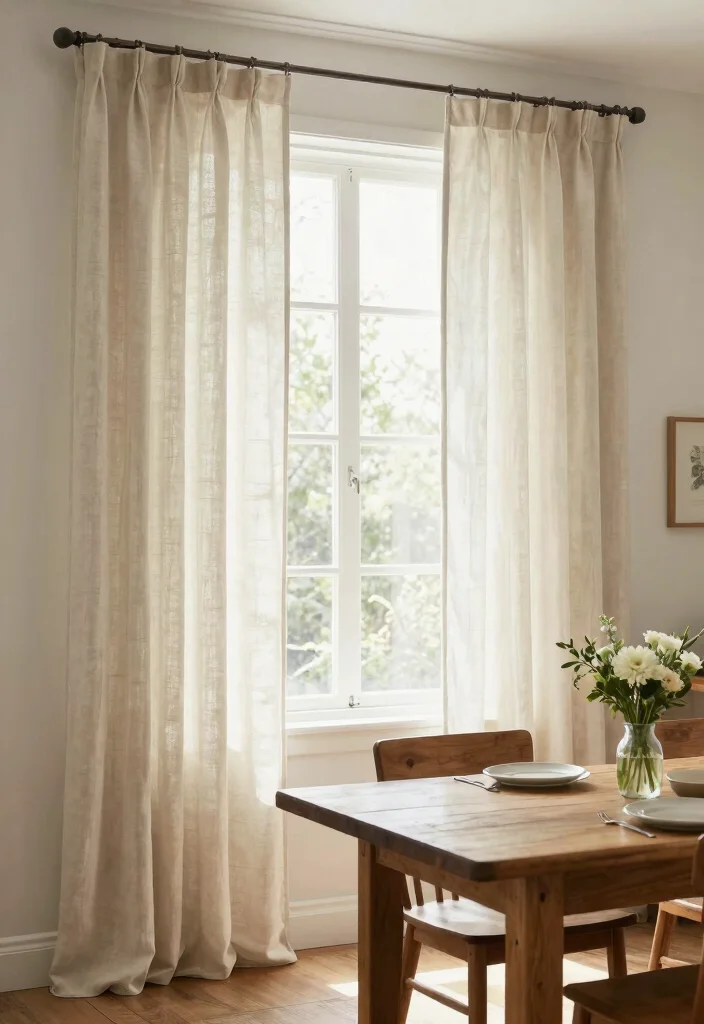 10 Dining Room Curtain Ideas for Soft Filtered Light 36 10 Dining Room Curtain Ideas for Soft Filtered Light 6. Organic Cotton Curtains 0