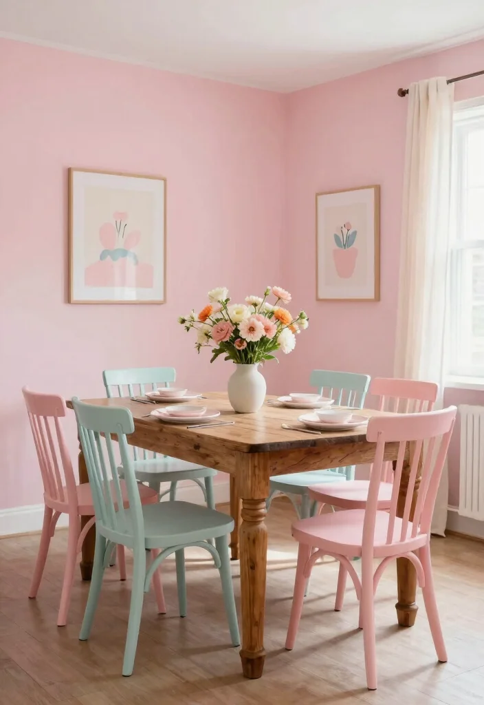 10 Dining Room Paint Ideas That Set the Mood 23 10 Dining Room Paint Ideas That Set the Mood 3. Soft Pastel Shades 0