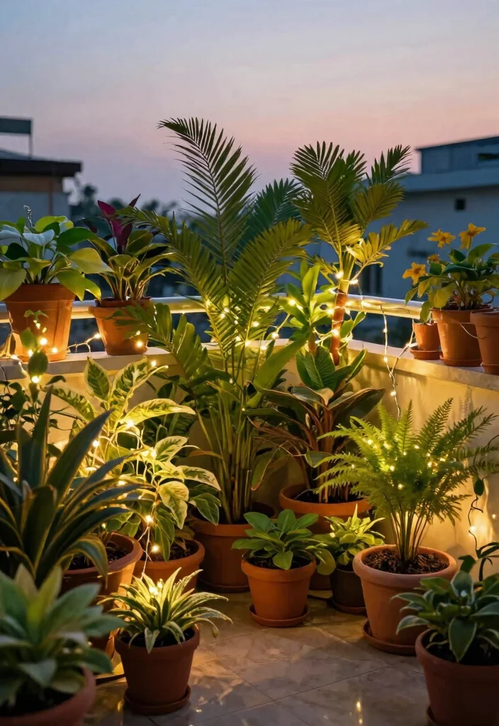 10 Diwali Balcony Lighting Ideas for Festive Evening Glow 23 10 Diwali Balcony Lighting Ideas for Festive Evening Glow 3. Potted Plants with Fairy Lights 0