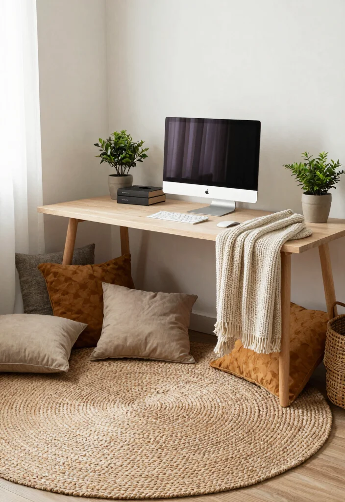 10 Floor Desk Ideas for Minimal Relaxed Work Style 15 10 Floor Desk Ideas for Minimal Relaxed Work Style 5. Layered Textures 0