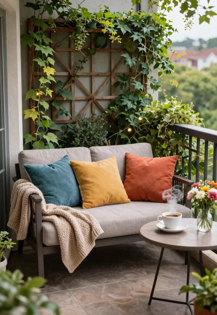 10 Ground Floor Balcony Ideas That Feel Safe and Inviting 1 10 Ground Floor Balcony Ideas That Feel Safe and Inviting 1. Cozy Seating Nook 0