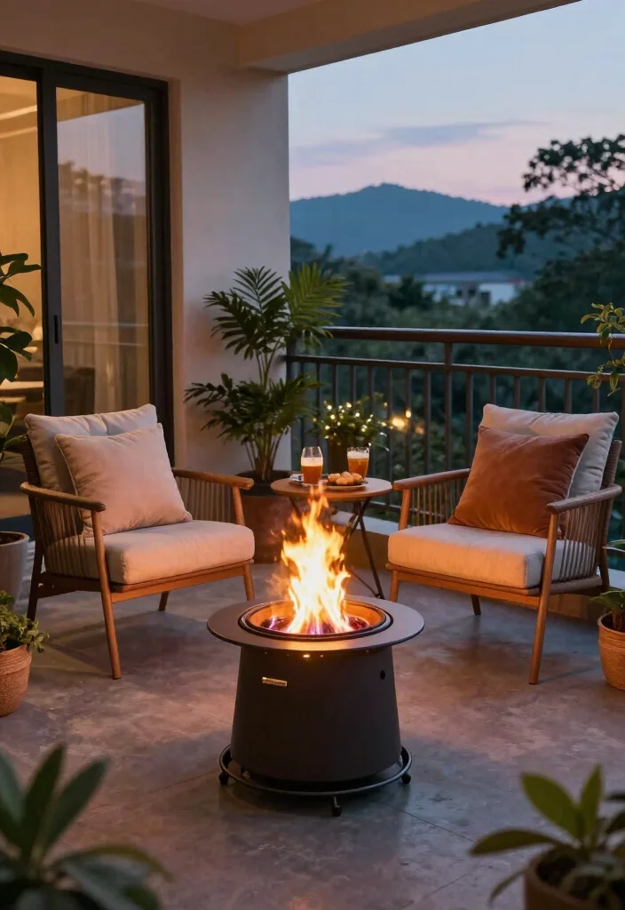 10 Ground Floor Balcony Ideas That Feel Safe and Inviting 25 10 Ground Floor Balcony Ideas That Feel Safe and Inviting 5. Cozy Fire Pit 0