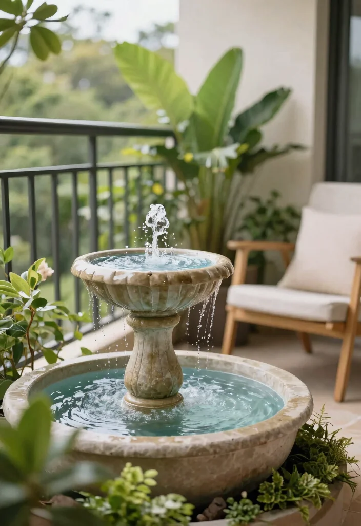 10 Ground Floor Balcony Ideas That Feel Safe and Inviting 38 10 Ground Floor Balcony Ideas That Feel Safe and Inviting 8. Add a Water Feature 0