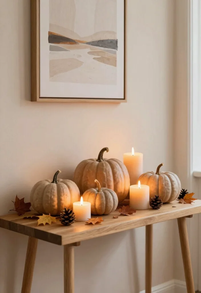 10 Halloween Hallway Ideas for Subtle Spooky Decor 1. Elegant Pumpkin Accents 0
