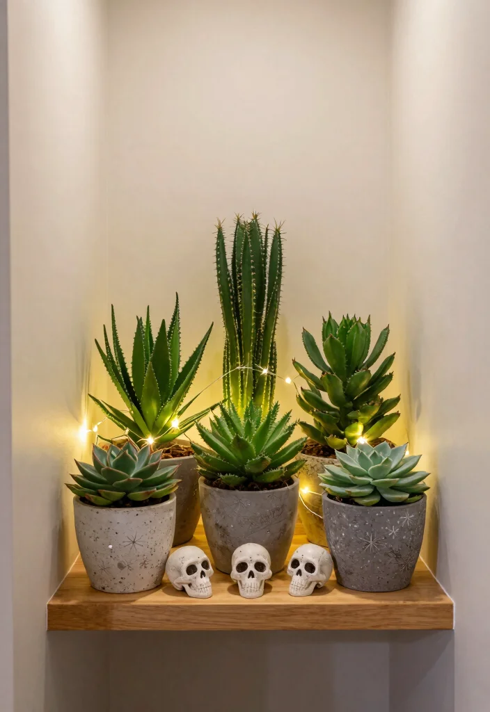 10 Halloween Hallway Ideas for Subtle Spooky Decor 7. Festive Succulent Displays 0