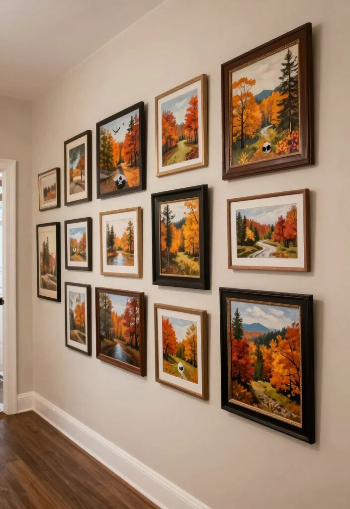 10 Halloween Hallway Ideas for Subtle Spooky Decor 9. Autumn Themed Artwork 0