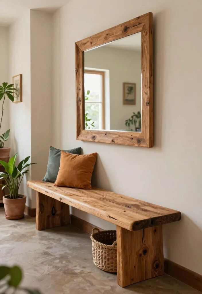 10 Hallway Bench Ideas for Seating and Shoe Storage 1. Reclaimed Wood Bench 0