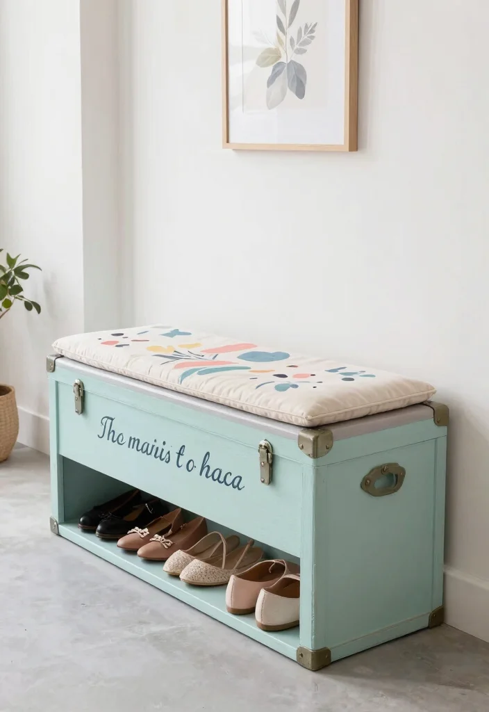 10 Hallway Bench Ideas for Seating and Shoe Storage 2. Upcycled Storage Bench 0
