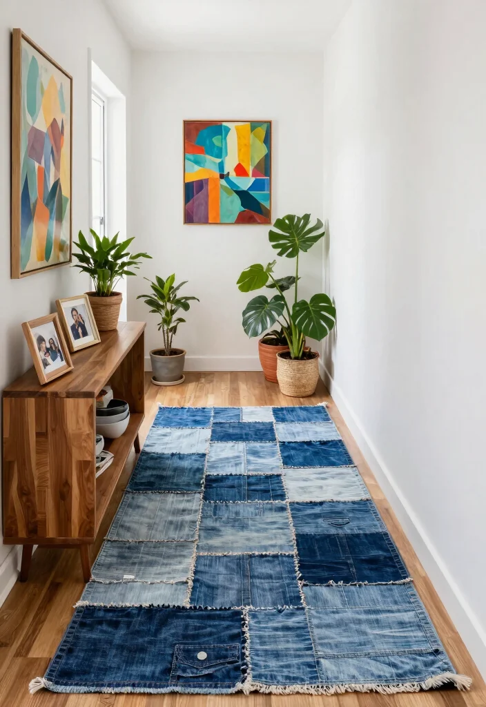 10 Hallway Carpet Ideas for Warmth and Comfort 24 10 Hallway Carpet Ideas for Warmth and Comfort 4. Upcycled Denim Rugs 0