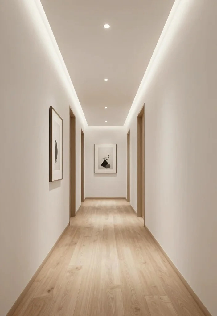 10 Hallway Ceiling Ideas for Better Lighting Impact 2. Recessed Lighting for Subtle Elegance 0