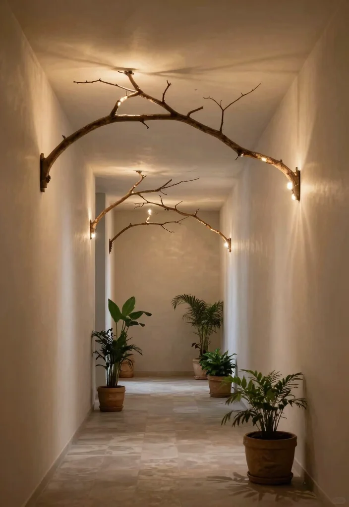 10 Hallway Ceiling Ideas for Better Lighting Impact 9. Nature Inspired Lighting 0