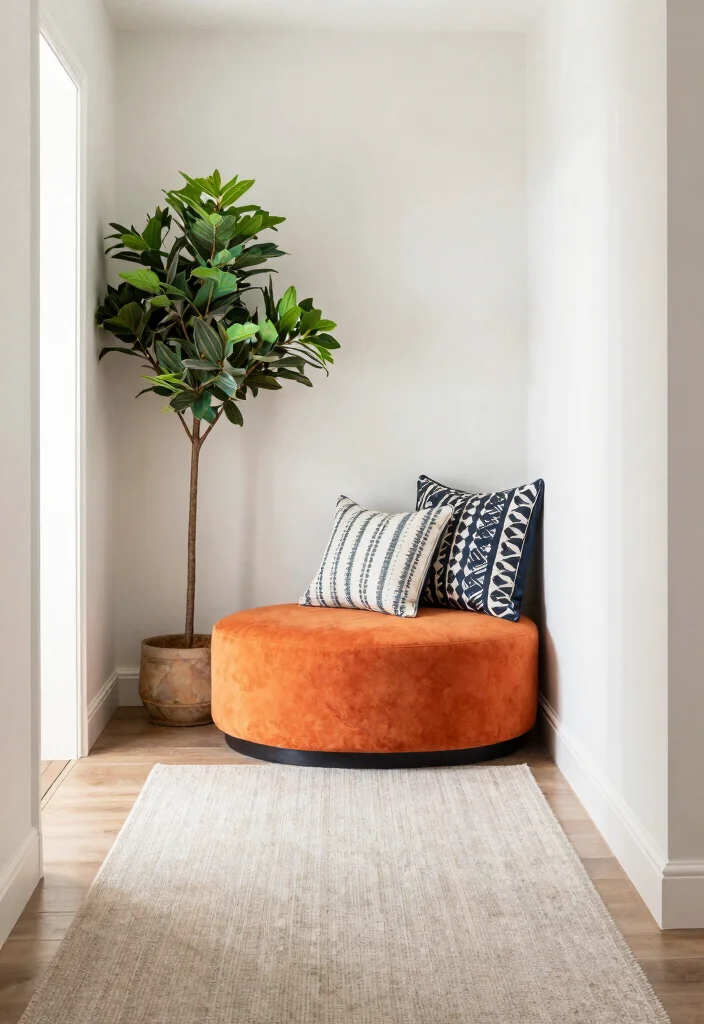 10 Hallway Seating Ideas for Welcoming Entrances 5. Stylish Ottomans 0