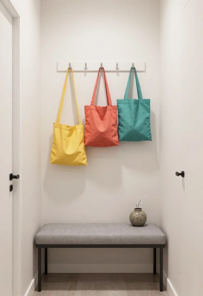 10 Hallway Seating Ideas for Welcoming Entrances 6. Compact Bench with Hooks 0