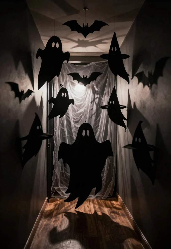10 Haunted Hallway Ideas for Themed Decor Fun 23 10 Haunted Hallway Ideas for Themed Decor Fun 3. Sinister Silhouettes 0