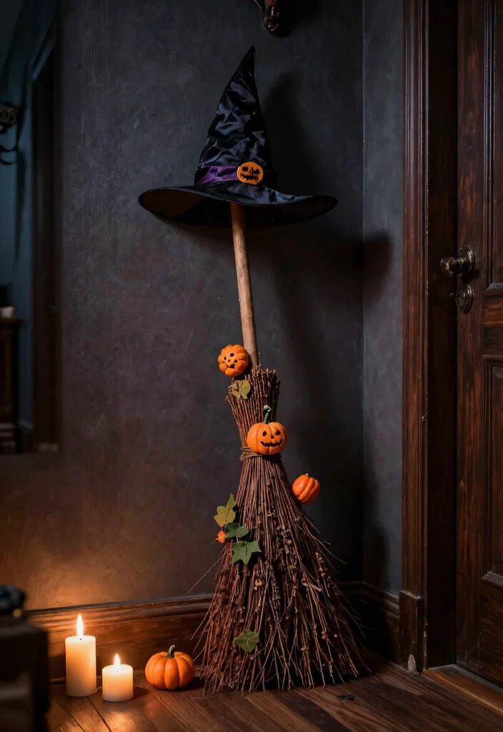 10 Haunted Hallway Ideas for Themed Decor Fun 46 10 Haunted Hallway Ideas for Themed Decor Fun 6. Whimsical Witchs Broom 0