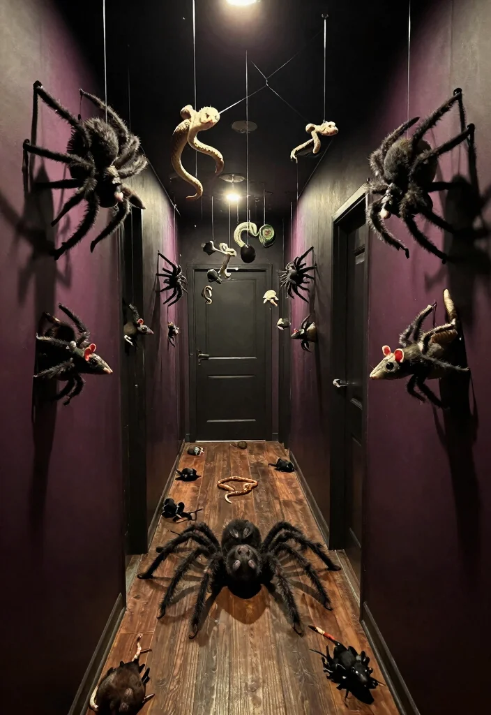 10 Haunted Hallway Ideas for Themed Decor Fun 57 10 Haunted Hallway Ideas for Themed Decor Fun 7. Creepy Crawly Accents 0