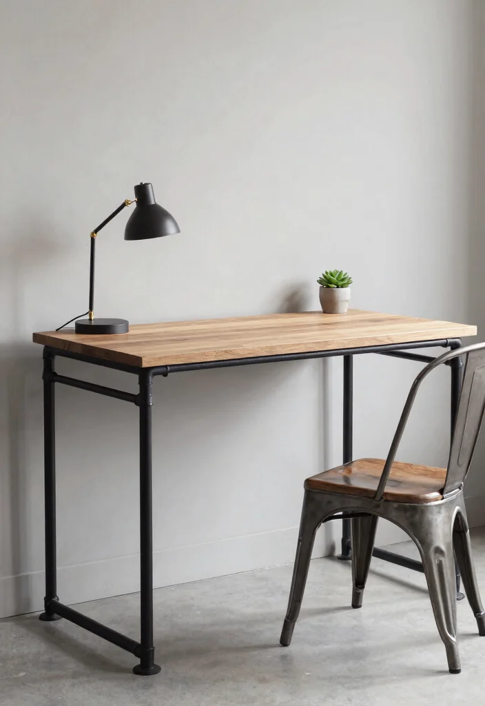 10 Homemade Desk Ideas with Simple DIY Charm 15 10 Homemade Desk Ideas with Simple DIY Charm 5. Chic Industrial Pipe Desk 0