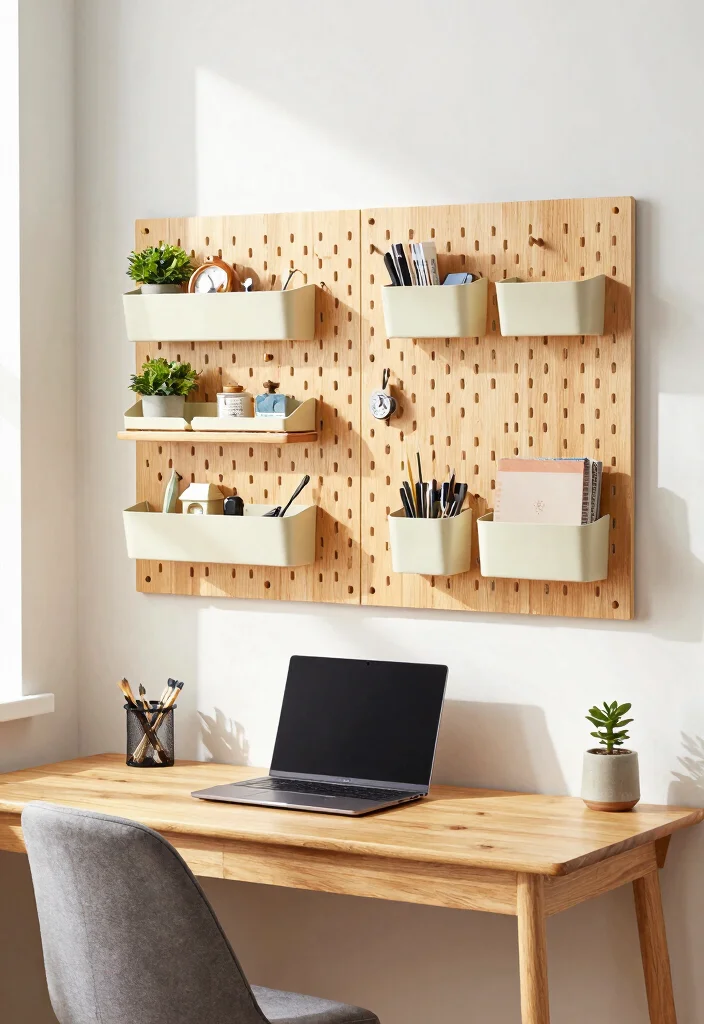 10 Homemade Desk Ideas with Simple DIY Charm 17 10 Homemade Desk Ideas with Simple DIY Charm 7. Pegboard Organizer Desk 0