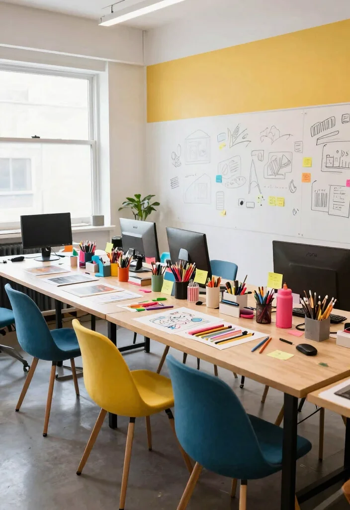 10 Long Desk Ideas for Shared or Creative Work 12 10 Long Desk Ideas for Shared or Creative Work 2. Creative Collab Corner 0