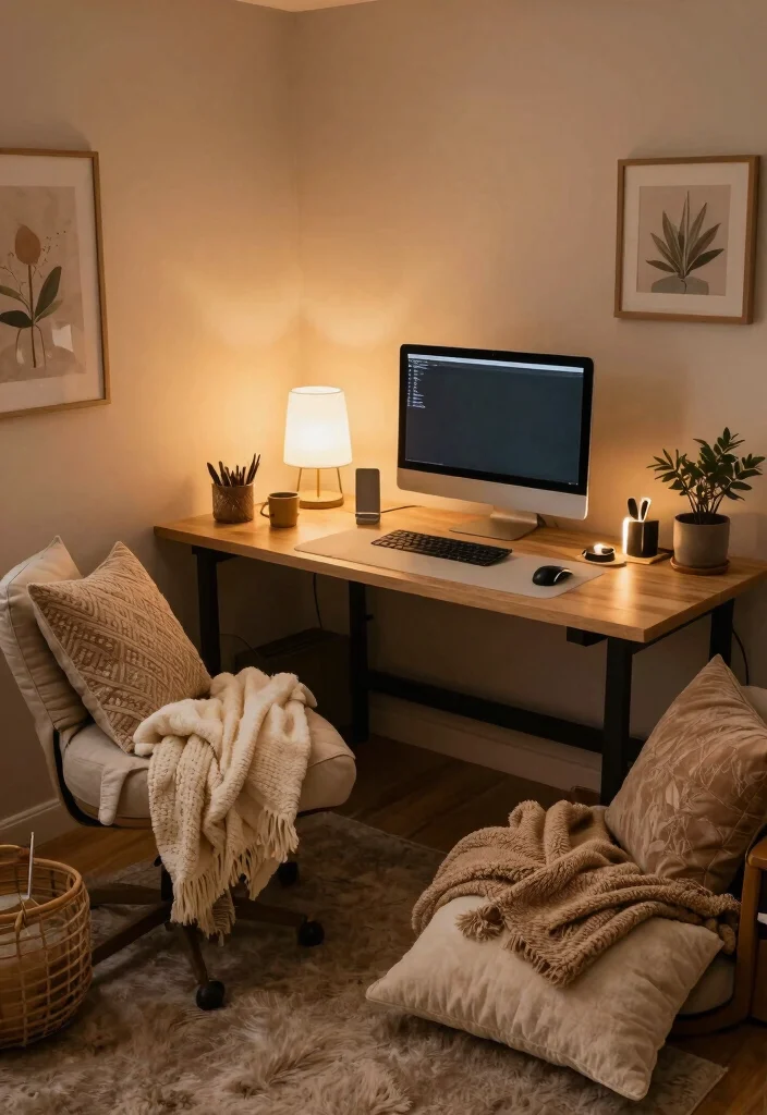 10 Long Desk Ideas for Shared or Creative Work 48 10 Long Desk Ideas for Shared or Creative Work 8. Cozy Nook Setup 0