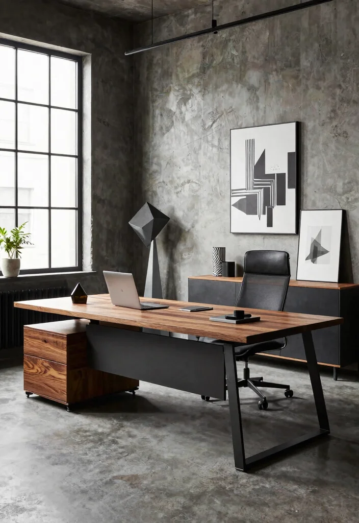 10 Long Desk Ideas for Shared or Creative Work 49 10 Long Desk Ideas for Shared or Creative Work 9. Urban Chic Desk 0
