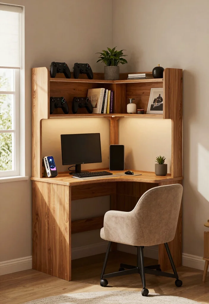 10 PC Desk Ideas for Gaming and Work Setups 5. Corner Desk with Storage Solutions 0