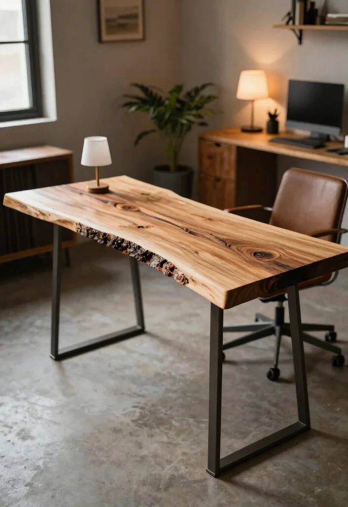 10 Rustic Desk Ideas with Warm Natural Texture 36 10 Rustic Desk Ideas with Warm Natural Texture 6. Rustic Desk with Live Edge 0