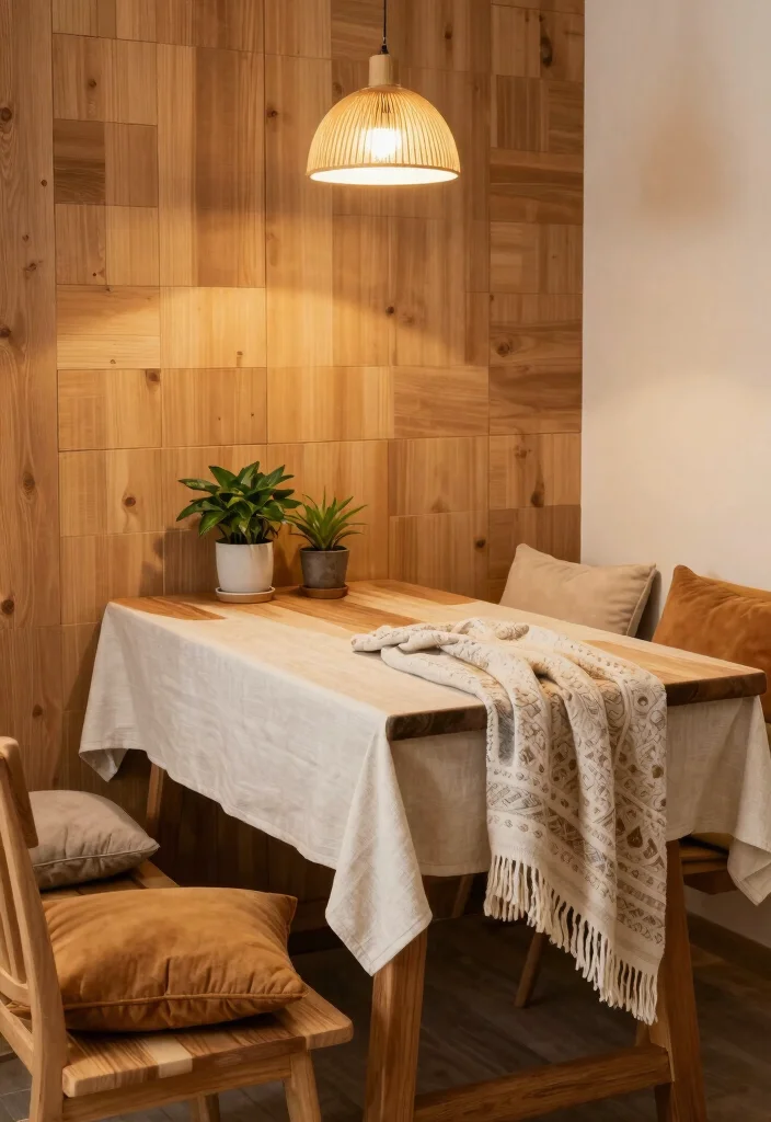 10 Small Cozy Dining Room Ideas with Warm Lighting 1. Layered Textures for Warmth 0