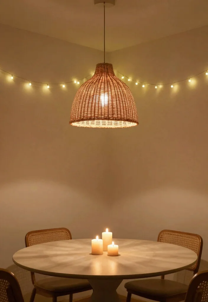 10 Small Cozy Dining Room Ideas with Warm Lighting 2. Warm Lighting Fixtures 0