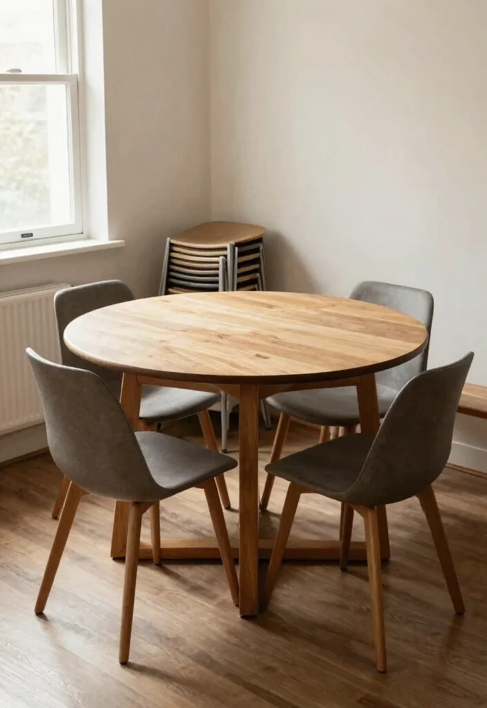 10 Small Cozy Dining Room Ideas with Warm Lighting 4. Compact Dining Furniture 0