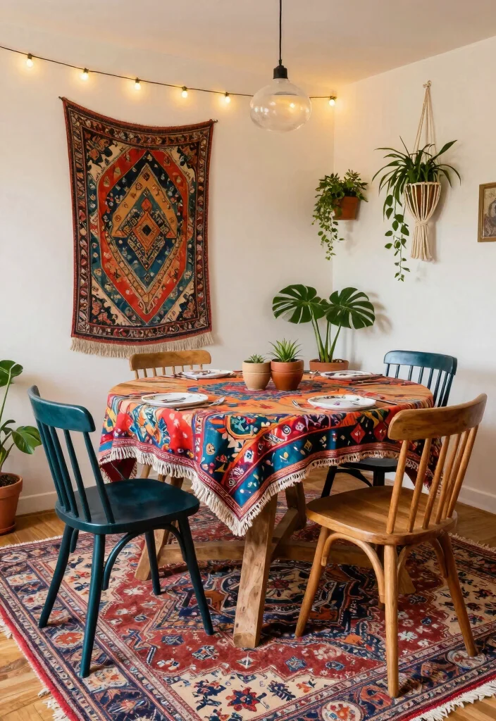 10 Small Dining Room Ideas with Round Tables That Flow 2. Bohemian Charm 0