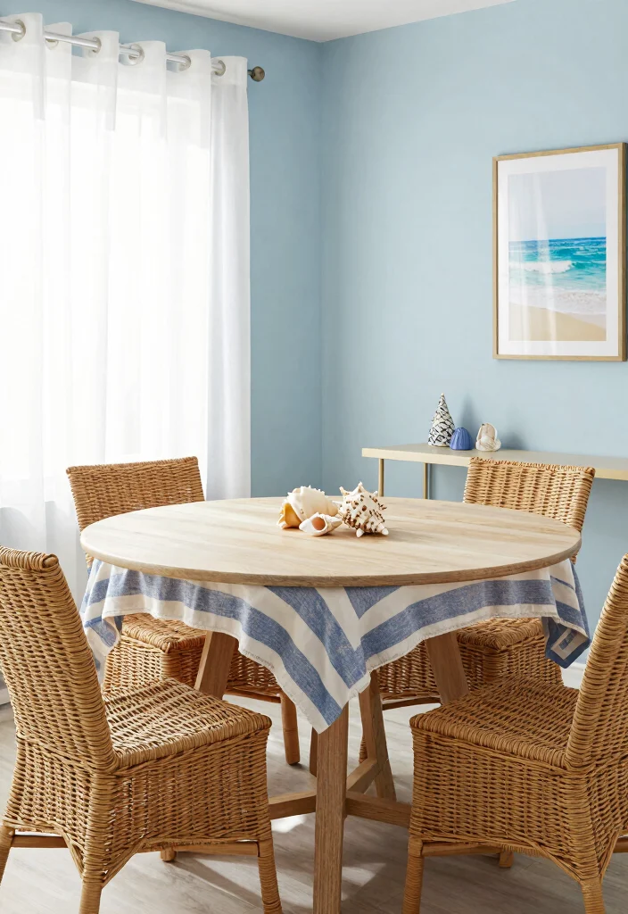 10 Small Dining Room Ideas with Round Tables That Flow 6. Coastal Vibes 0
