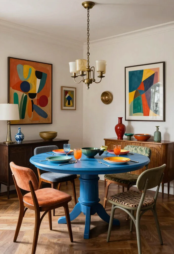 10 Small Dining Room Ideas with Round Tables That Flow 9. Eclectic Mix 0