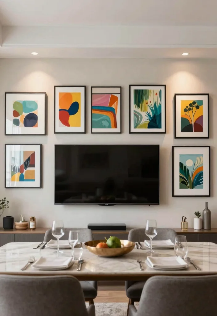 10 TV in Dining Room Ideas for Modern Living 1 10 TV in Dining Room Ideas for Modern Living 1. Wall Mounted TV with Art Gallery 0